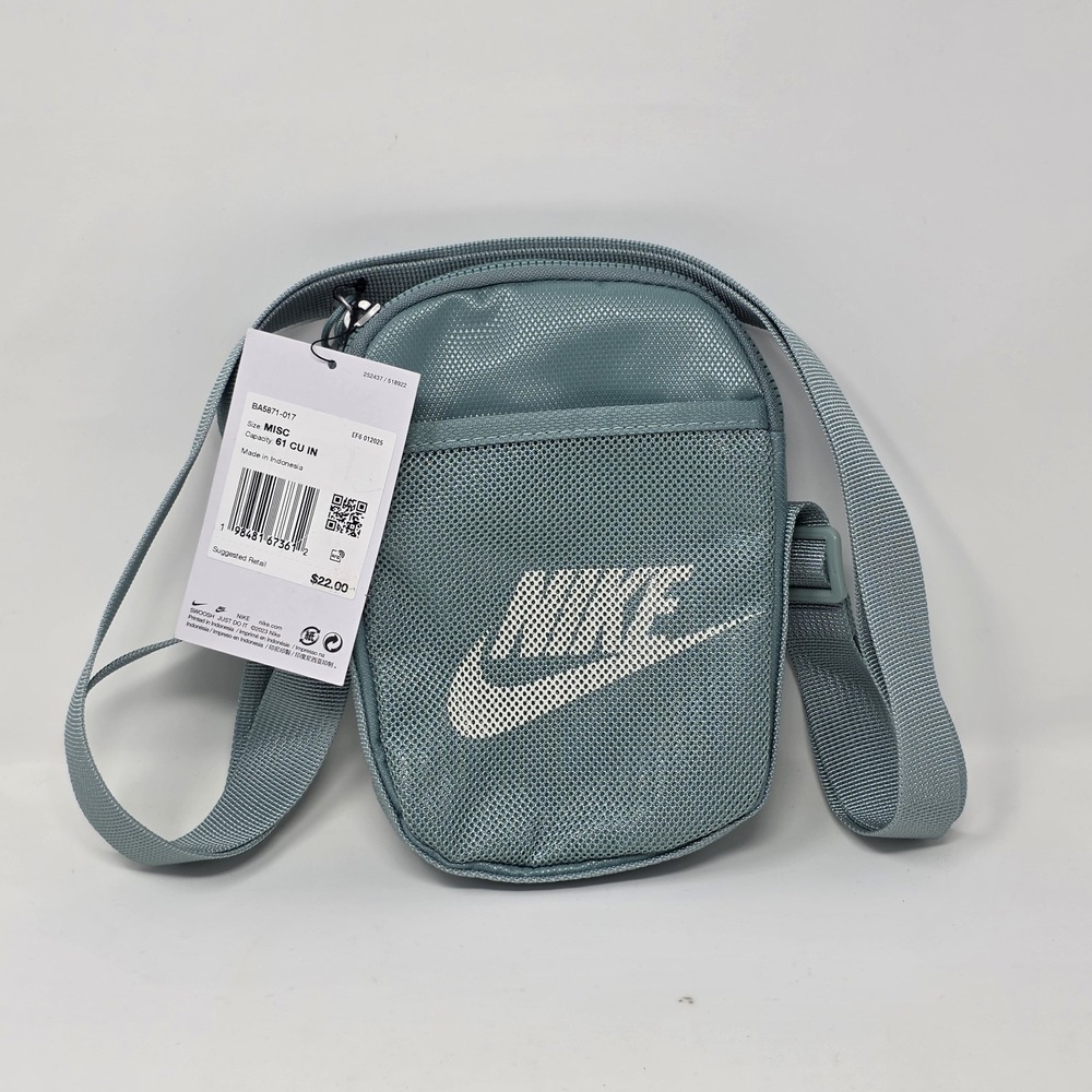 Nike BA5871-017 Heritage Crossbody Small Bag Unisex Casual Green 7"H x 5"W x 1"D